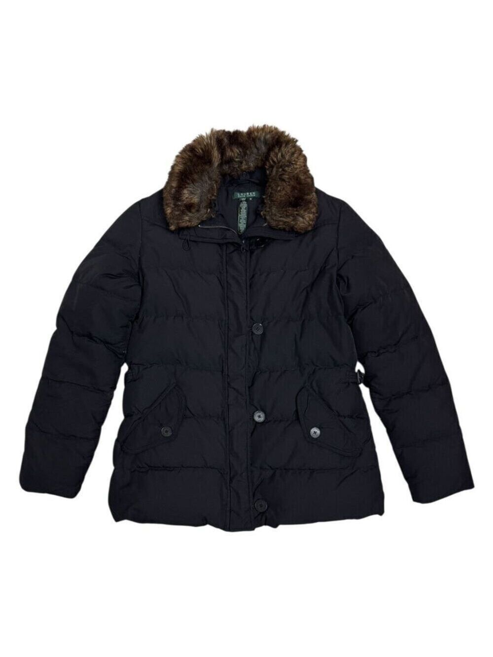 LAUREN RALPH LAUREN Down & Feather Faux Fur Winter Puffer Parka Coat Womens XS